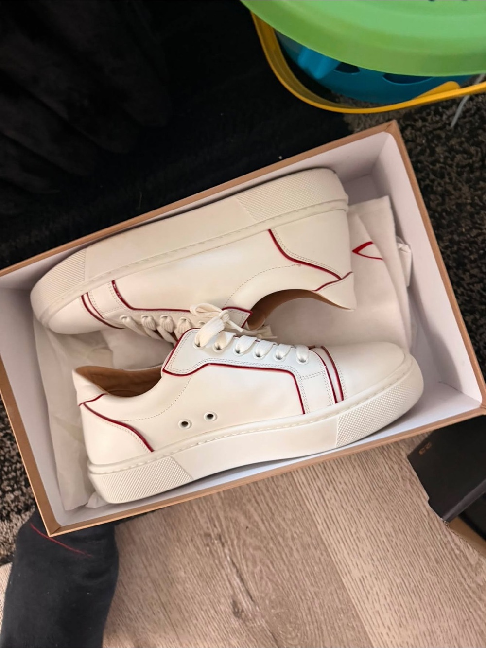 Christian Louboutin White Sneakers with Red Trim